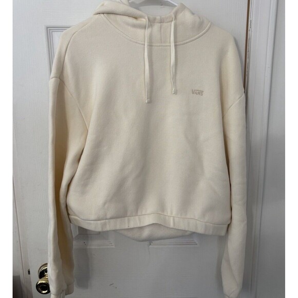 VANS Off White  Cropped Fleece Hoodie Sweatshirt, Women's Size Small - Picture 1 of 7